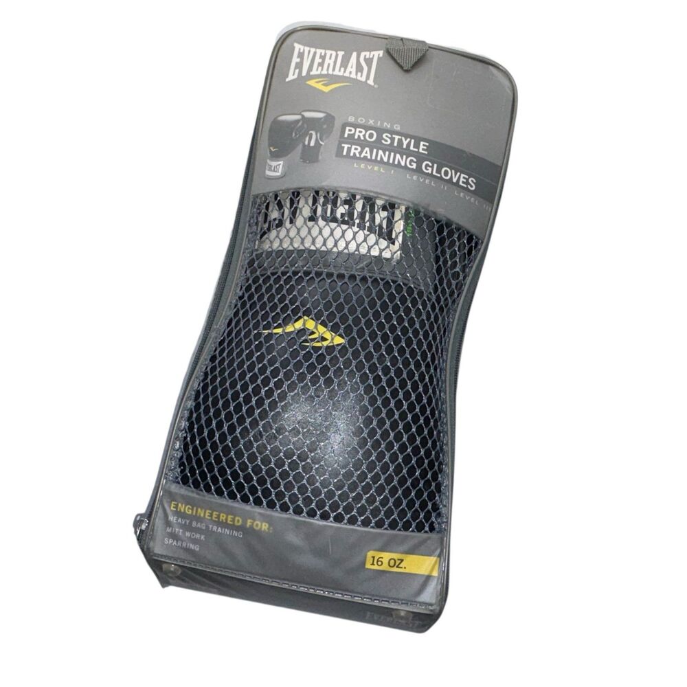 Everlast Ever Fresh Training Boxing Gloves Unisex Adult Black 16 oz  Pro Style